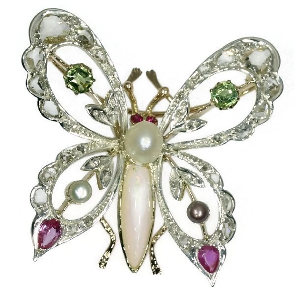 Vintage bejeweled butterfly brooch